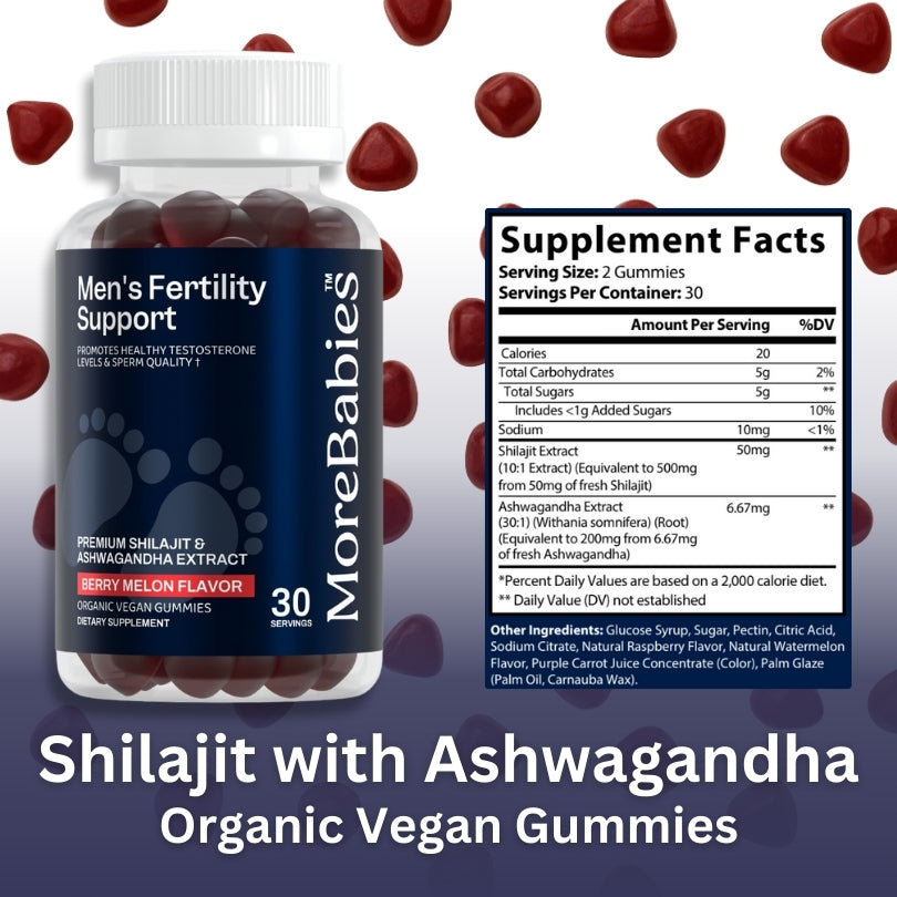 MoreBabies Men's Fertility Support gummies supplement facts table